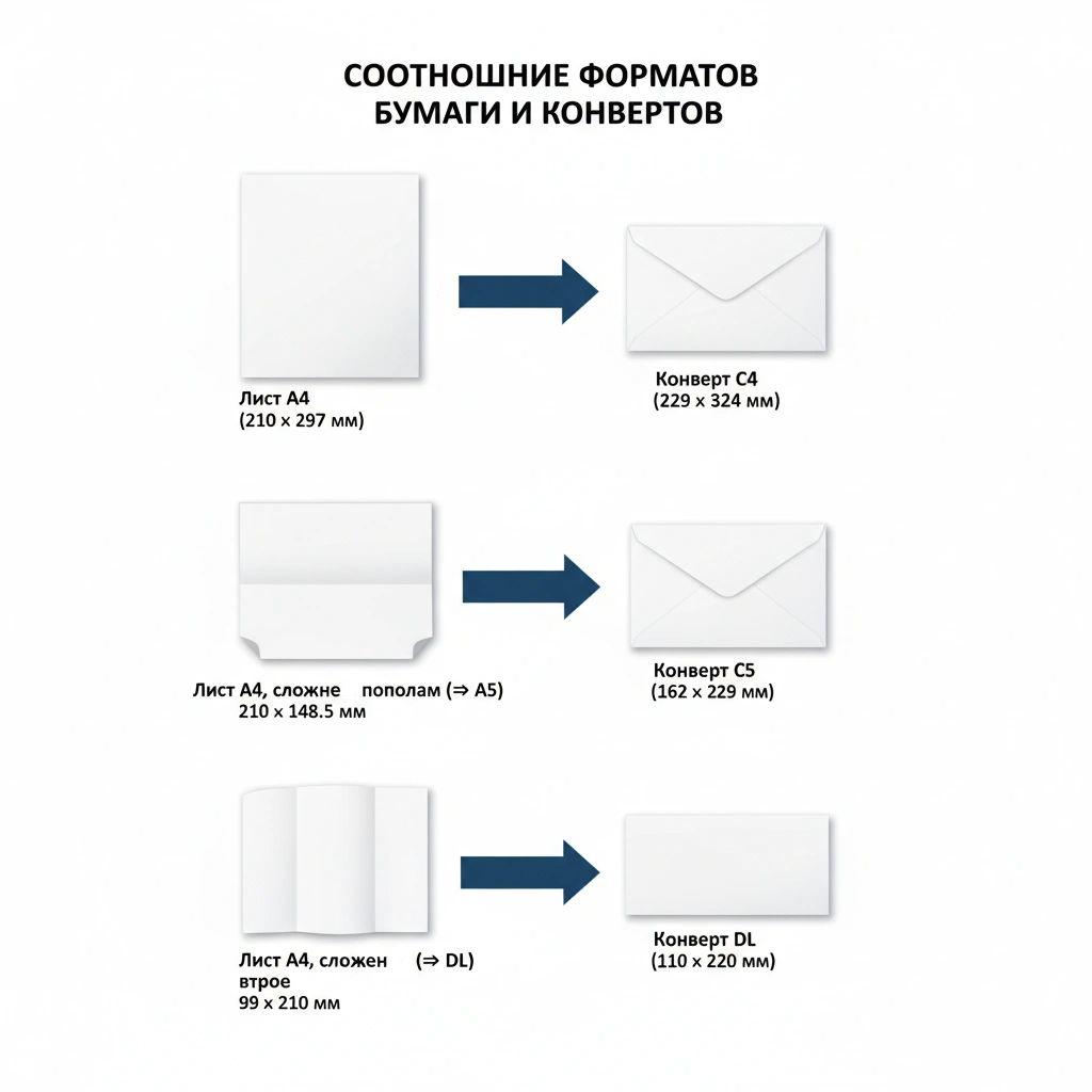 соотношение бумаги и конвертов