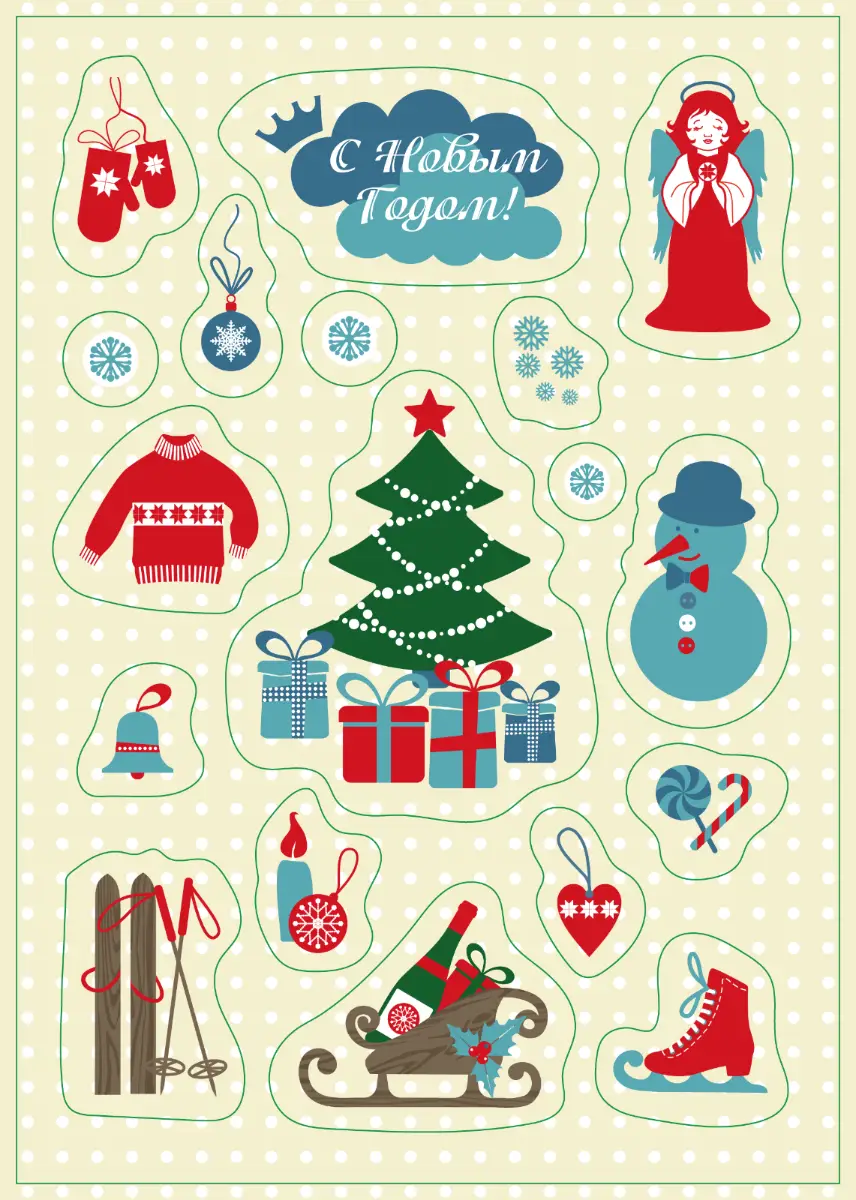 новогодний стикер пак номер 1