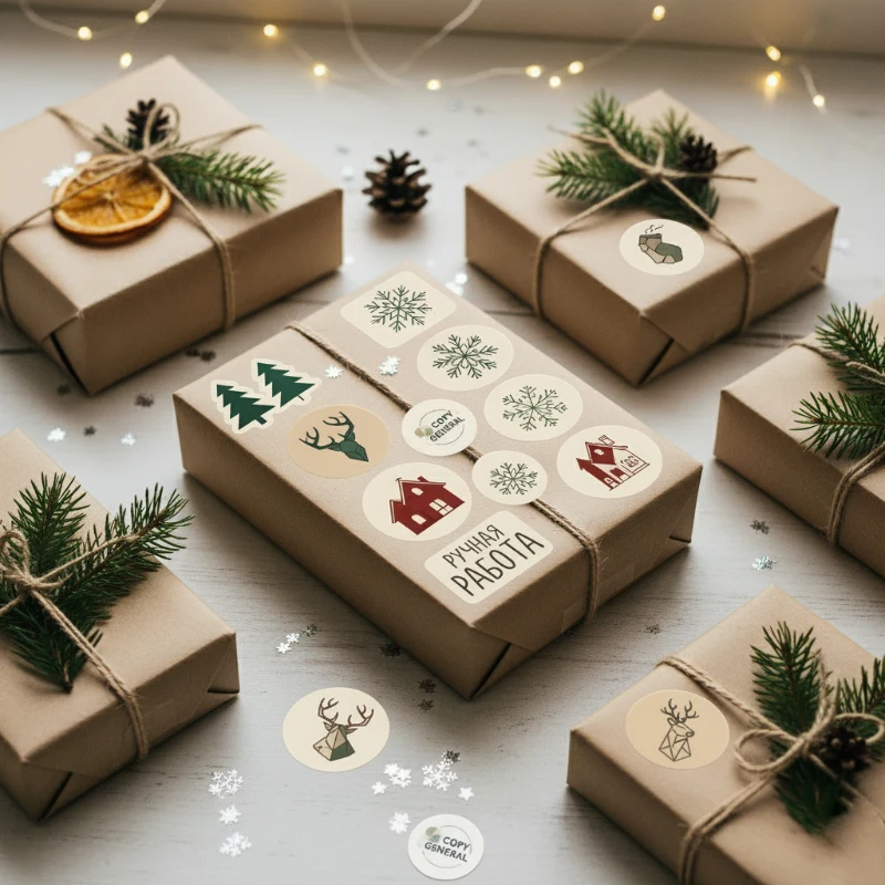 Новогодние наклейки купить заказать в Москве